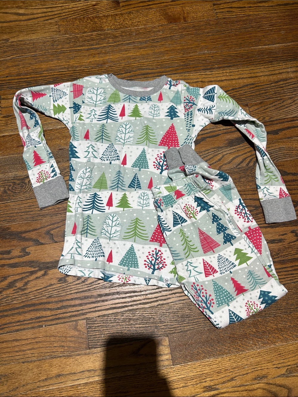 Kids Holiday Tree Print Pajama Set - Multicolor large kids 14